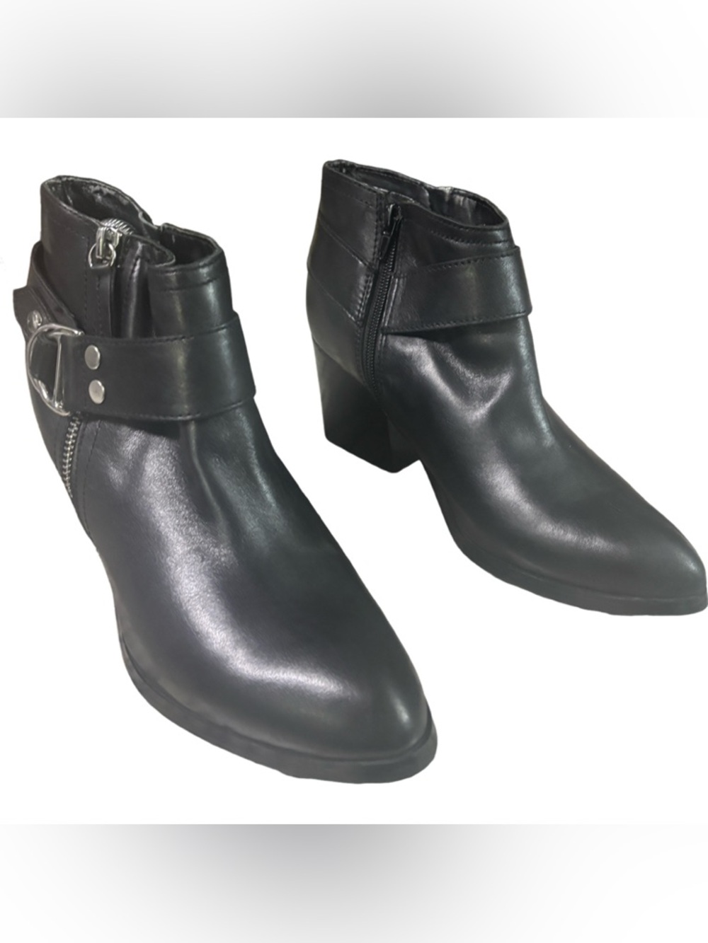 Marc Fisher Black Leather Booties VANQAR Pointed Toe - Women’s Sz 8M